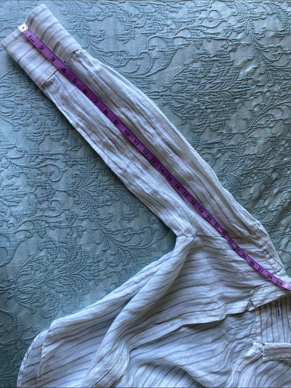 Reformation Preston Linen Shirt in Blue Jersey Stripe - Picture 9 of 11